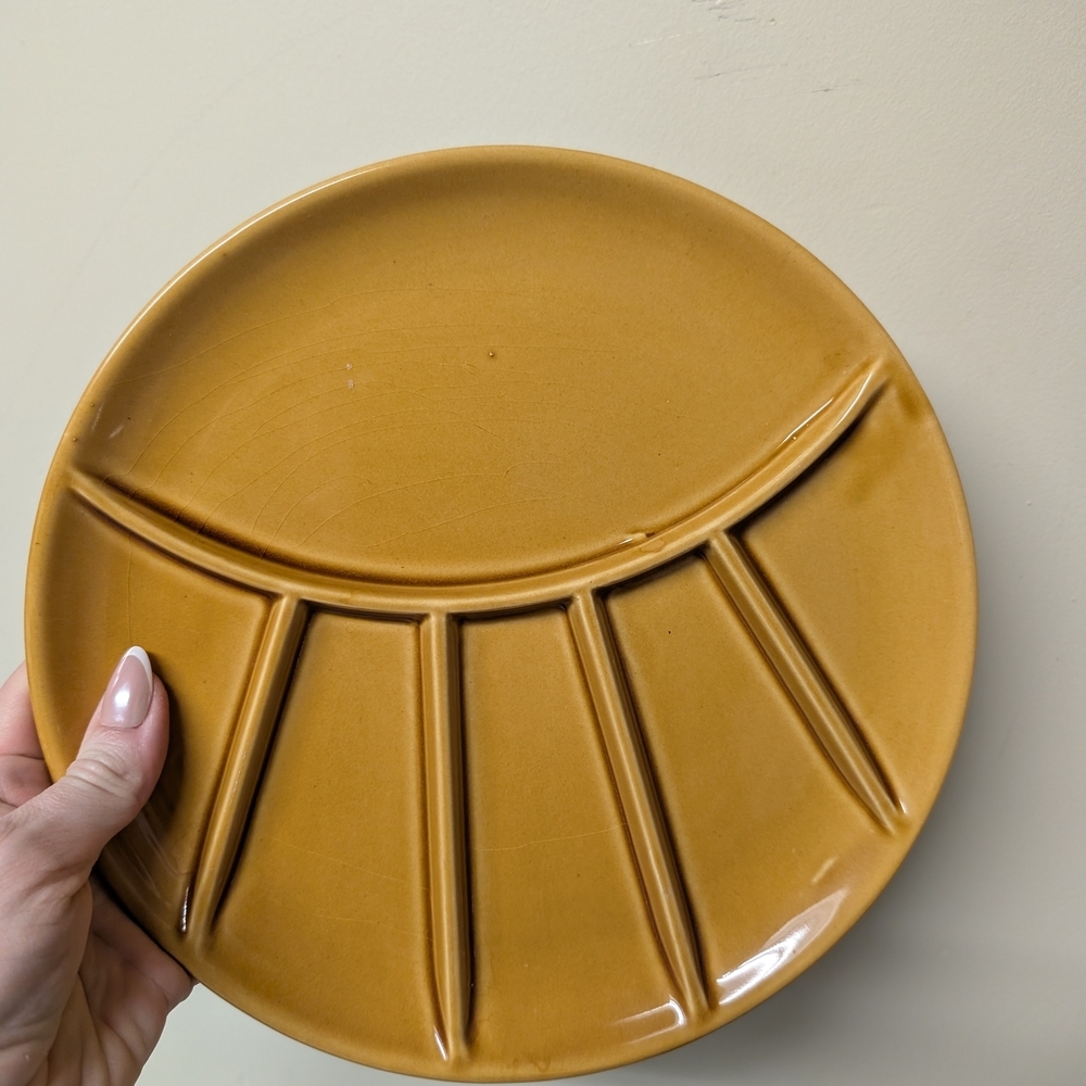 Set Of 3 Sushi Plates Made In Japan Yellow White And Blue Divided Plate